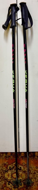 Kerma Vector Downhill Ski Poles, 52in (130cm) (Resizing-available), Black, Rossignol-Handles