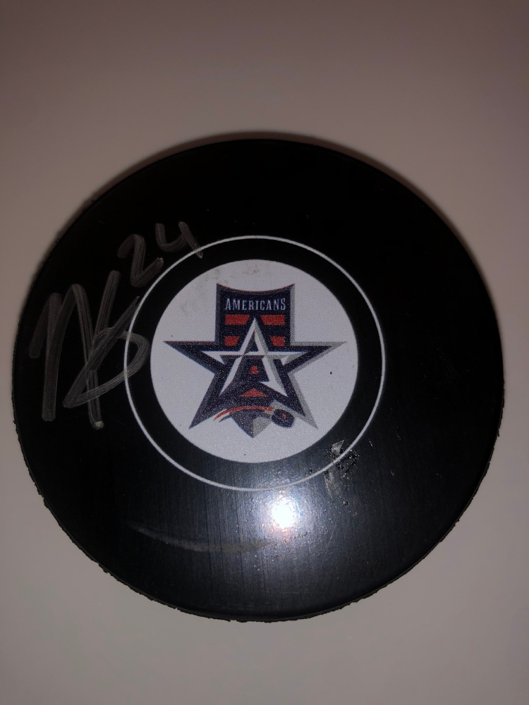 ALLEN AMERICANS AUTOGRAPHED  PUCK BY #24