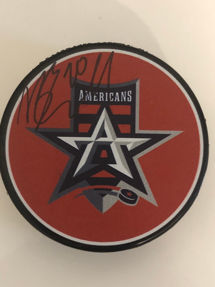 ALLEN AMERICANS AUTOGRAPHED  PUCK BY #20
