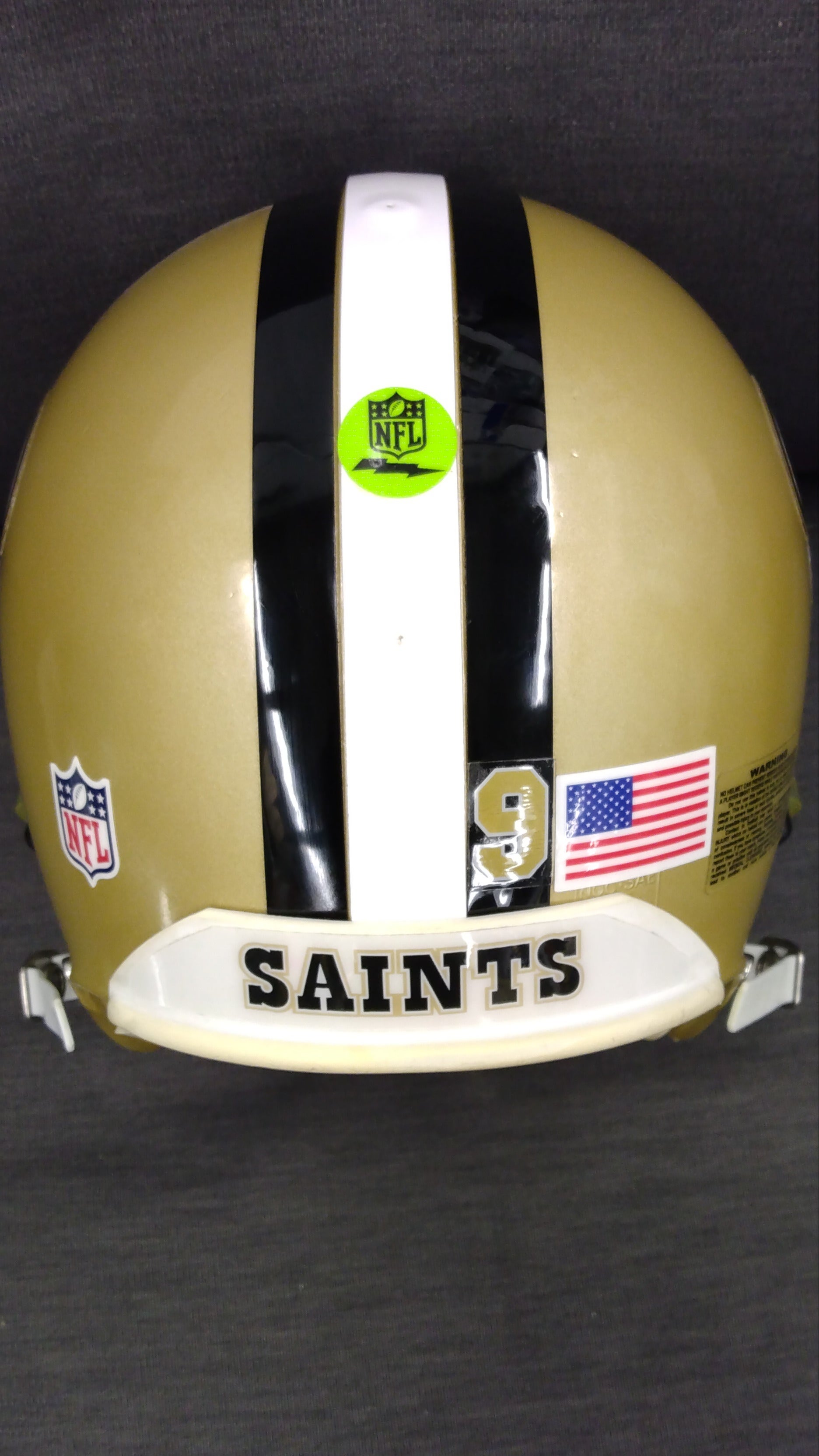 Used Custom Riddell Helmet New Orleans Saints Drew Brees Style