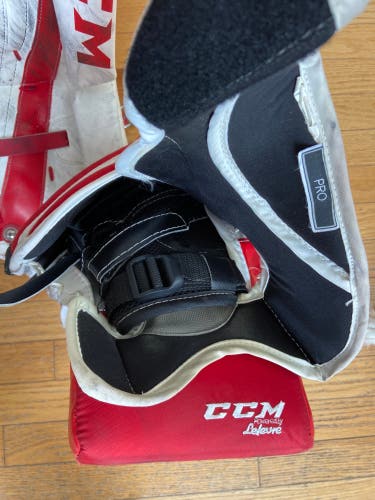 CCM Extreme catcher and blocker. Used two seasons of prep hockey. In storage since 2015