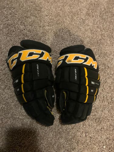CCM Tacks 4 Roll Pro Gloves 14” USED BLK YLW
