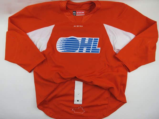CCM Practice Worn Authentic OHL Pro Stock Ice Hockey Jersey Size 56 Orange CHL