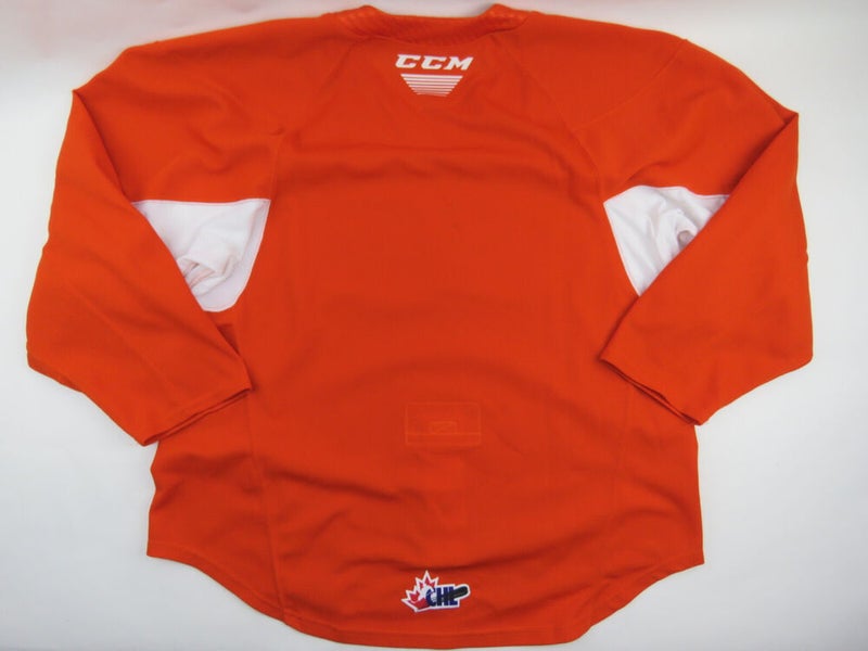 CCM Practice Worn Authentic OHL Pro Stock Ice Hockey Jersey Size 56 Orange  CHL