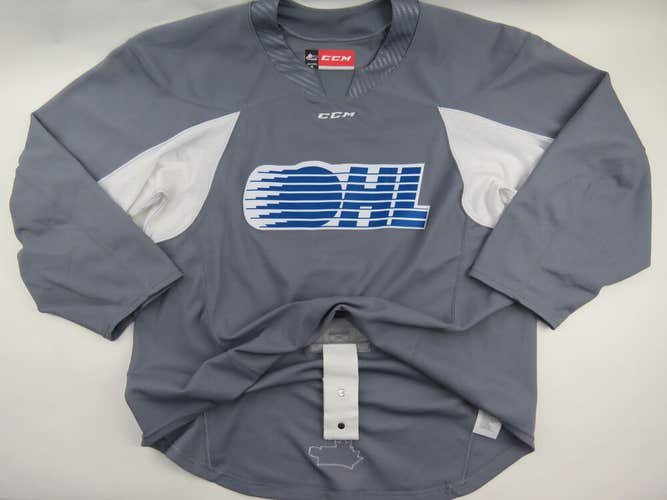 CCM Practice Worn Authentic OHL Pro Stock Ice Hockey Jersey Size 56 Gray CHL