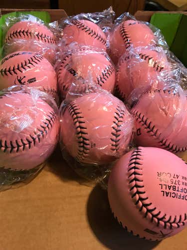 New Jennie Finch Celebratory/Branded PINK Colored 12" Softballs - Partial Dozen Qty 10
