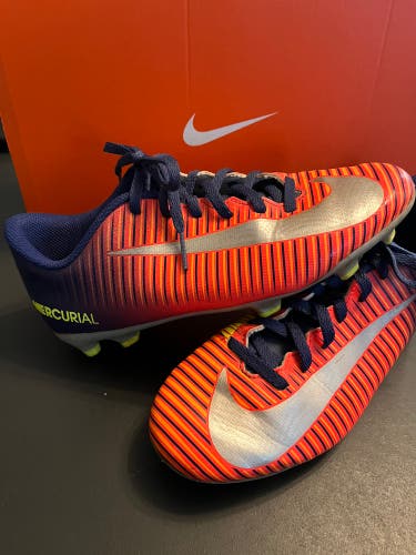 Nike Mercurial Vortex III FG Soccer Cleats Orange/Blue 831952 408 Size 5Y