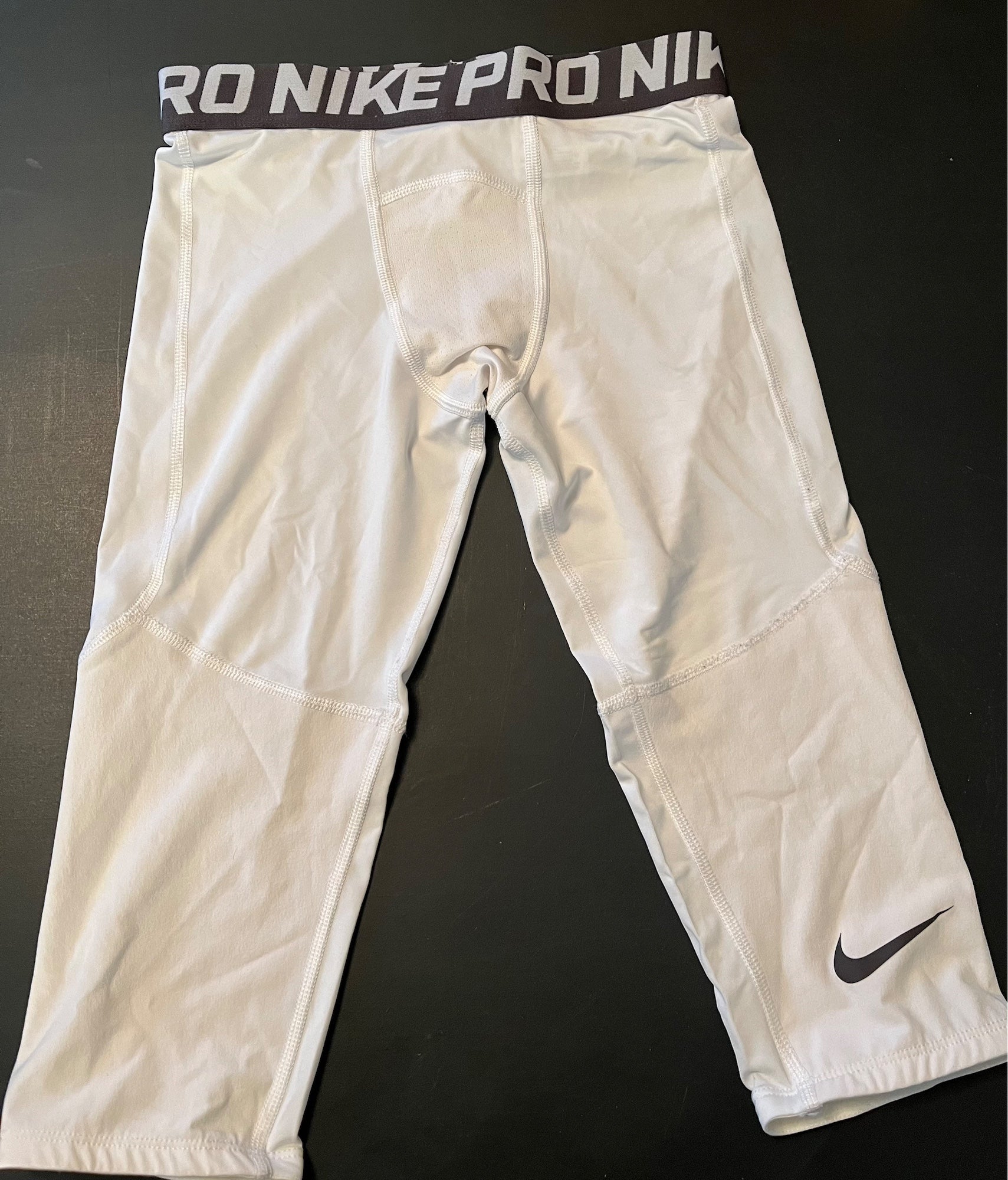 White Basketball Boys Nike Compression Pants