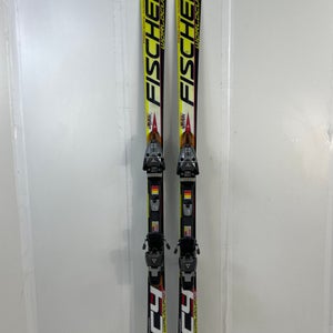 Used Unisex Fischer 165 cm Racing RC4 World Cup GS Skis With Bindings Max Din 12