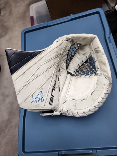 Connor Hellebuyck practice worn glove autographed