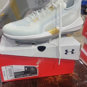 White and Gold New Adult Men's Size 8.0 (Women's 9.0) Metal Under Armour Low Top Harper 6