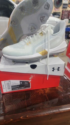 White and Gold New Adult Men's Size 8.0 (Women's 9.0) Metal Under Armour Low Top Harper 6