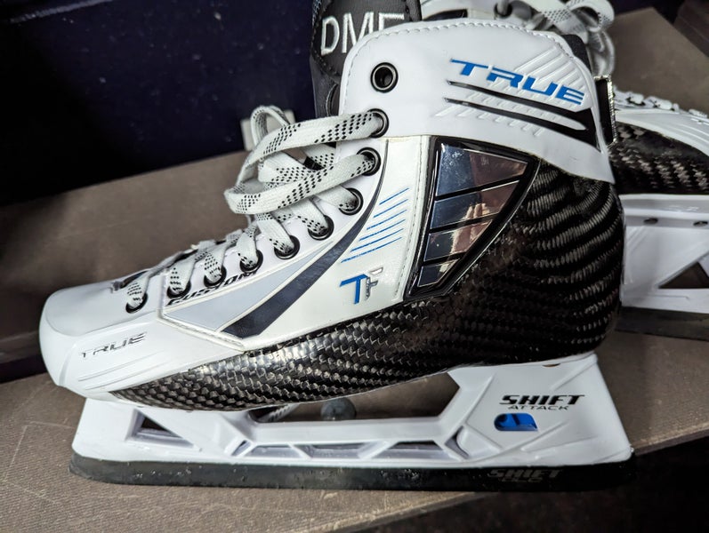 Senior Used True 2 Piece Hockey Goalie Skates Extra Wide Width Size 9