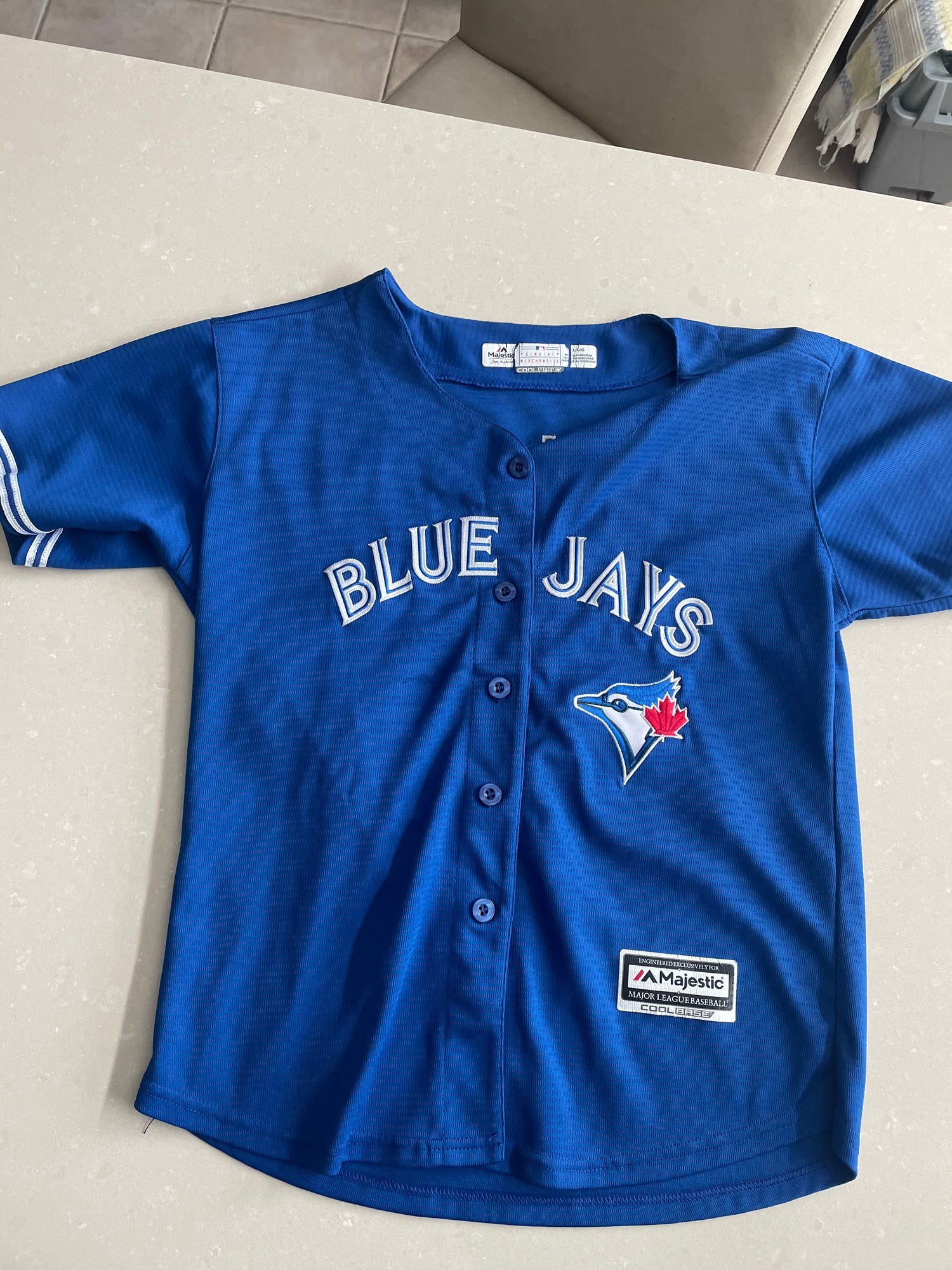 New Majestic Toronto Blue Jays Shirt Boys Large Blue Short Sleeve Baseball  MLB