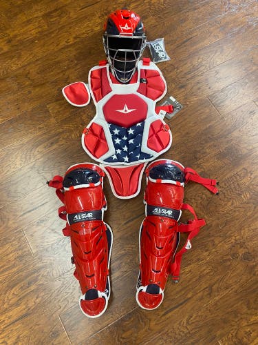 All Star System 7 Catcher's Set Intermediate 12-16 USA Red White Blue New
