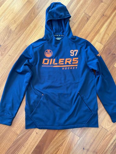 Connor McDavid Edmonton Oilers Fanatics Authentic Pro Hoodie Sweatshirt Team Player Issued L