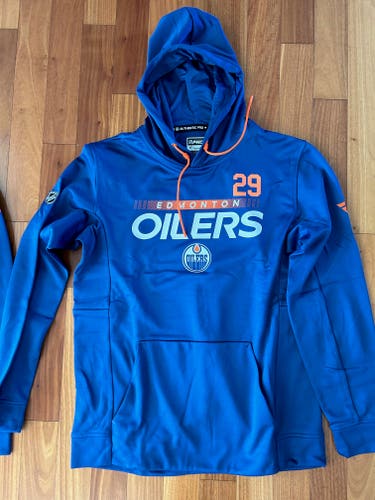 Leon Draisaitl Edmonton Oilers Fanatics Authentic Pro Hoodie Sweatshirt Team Player Issued L