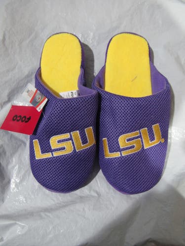 NCAA LSU Tigers Logo on Mesh Slide Slippers Dot Sole Size S by FOCO