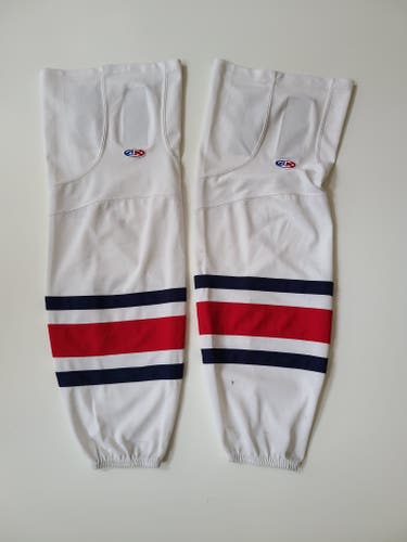 Team USA colors- White Senior Large hockey socks, quick shipping