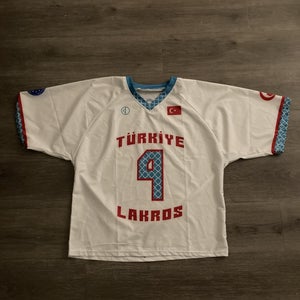 Turkey Lacrosse #4 White New Large/Extra Large Men's Jersey