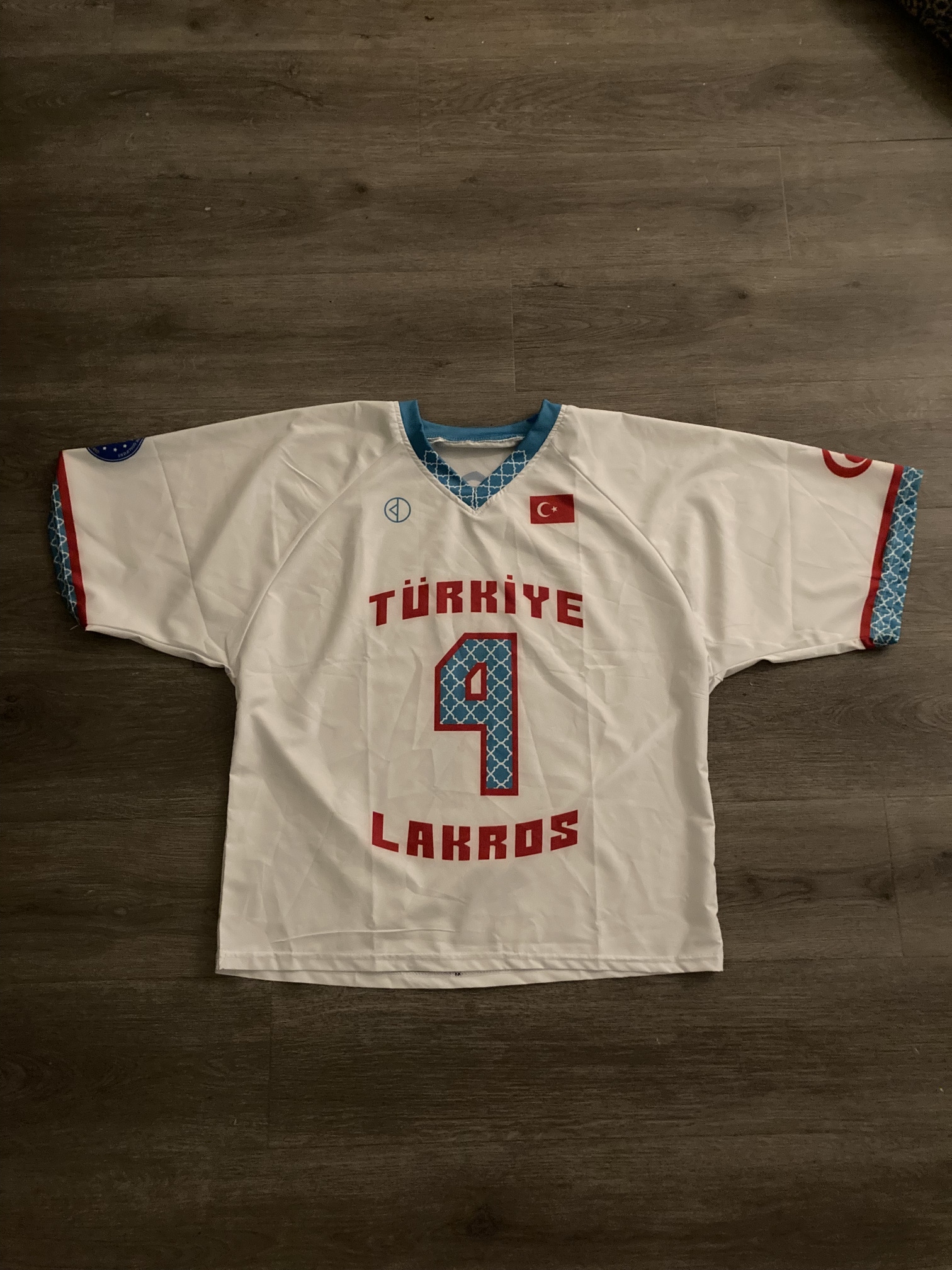 Turkey Lacrosse #4 White New Large/Extra Large Men's Jersey