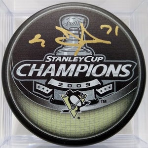 EVGENI MALKIN 2009 STANLEY CUP CHAMPIONS Penguins Signed Hockey Puck Gold