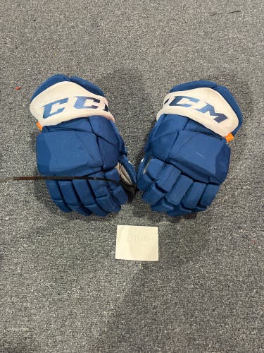 Game Used Blue CCM HGPJSPP Pro Stock Gloves Colorado Avalanche Team Issued #54 14”