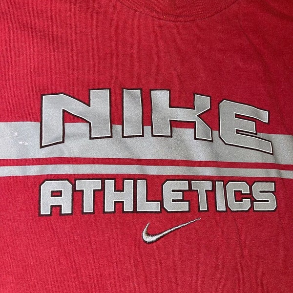 Vintage Nike Athletics T Shirt Mens XL Blue Graphic Silver Tag USA Made 90s  Y2K