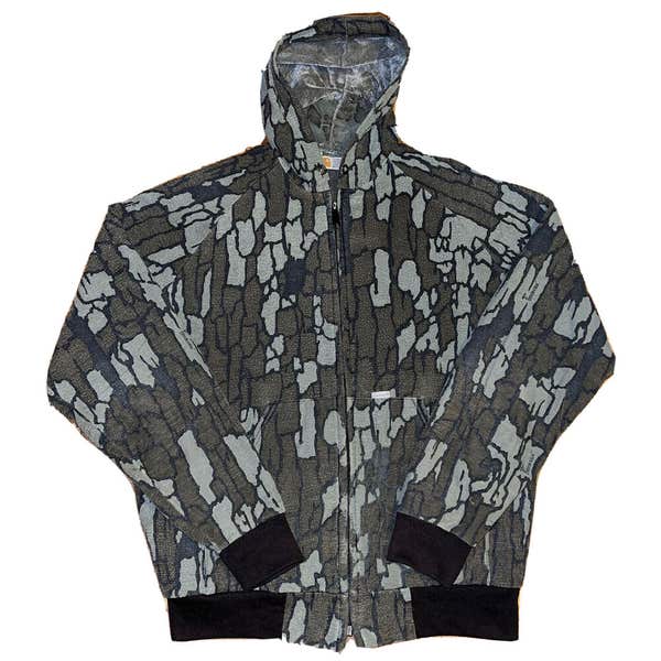 Vintage 80s Carhartt Rugged Outdoor Wear Trebark Camo Zip Hoodie