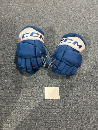 Game Used Blue CCM HGPJSPP Pro Stock Gloves Colorado Avalanche Team Issued #38 14”