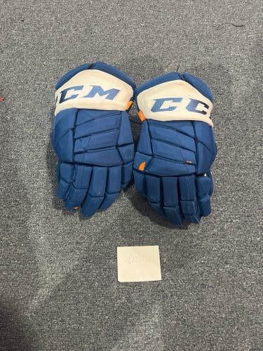 Game Used Blue CCM HGPJSPP Pro Stock Gloves Colorado Avalanche Team Issued #27 14”