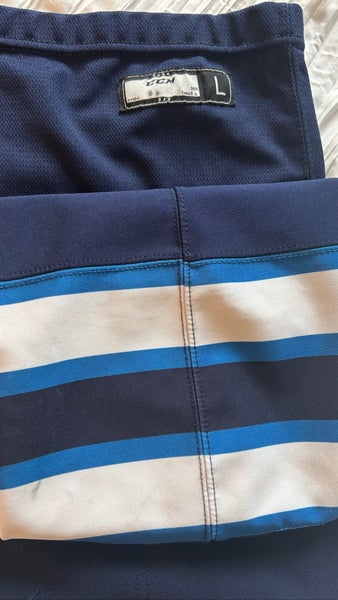 Winnipeg Jets Home Navy Pro Stock CCM Socks Used Senior Large w/tendon guard