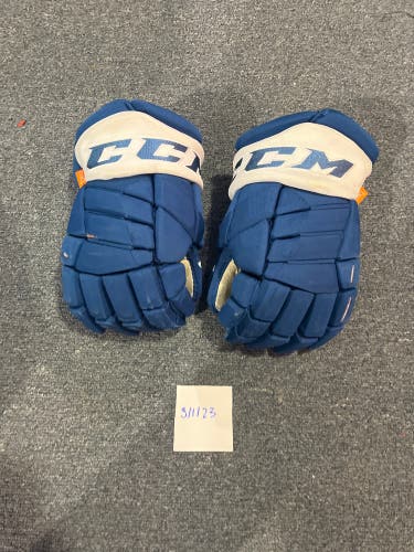 Game Used Blue CCM HGPJSPP Pro Stock Gloves Colorado Avalanche Team Issued #25 14”