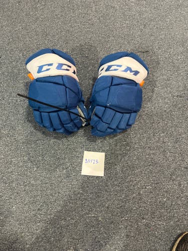 Game Used Blue CCM HGPJSPP Pro Stock Gloves Colorado Avalanche Team Issued #75 13”