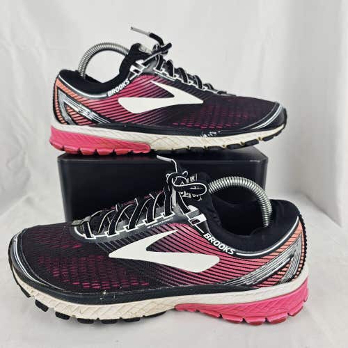 Brooks Ghost 10 Womens Size 9.5 Black Pink Comfort Running Walking Shoes Sneaker