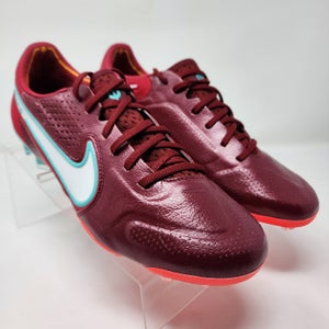 Nike Soccer Cleats Mens 7.5 Burgundy Tiempo Legend 9 Elite FG Logo Lace Up