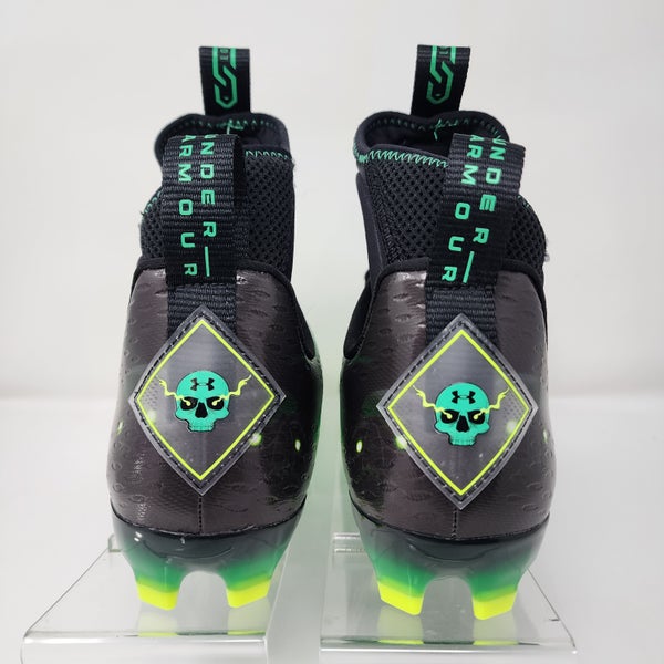 Under Armour UA Spotlight Lux MC LE Slime Football Cleats Black Green Skull  sz 8