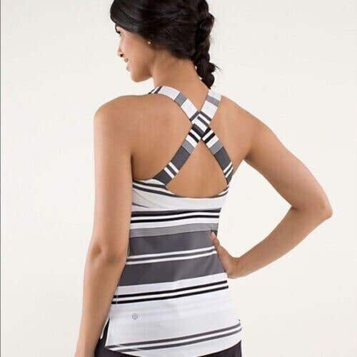 LULULEMON Track and Train Women's Gray Stripe Padded Tank Top Active Size: 4