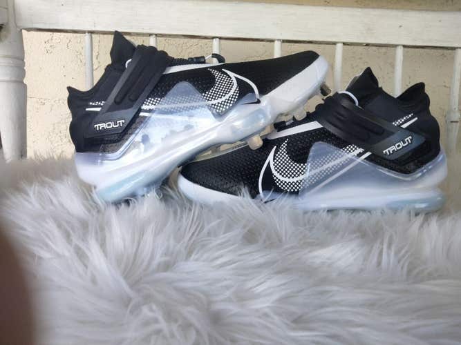 New! Nike Force Zoom Trout 7 Black White Baseball Cleats CI3134-005 Size 9.5