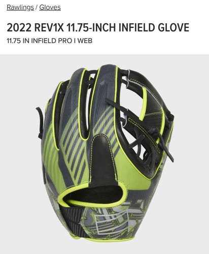 New Rawlings Right Hand Throw Infield REV1X Baseball Glove 11.75"