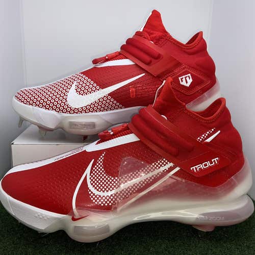 New Men's Size 9 High Top Metal Baseball Cleats Nike Force Zoom Trout 7 Red
