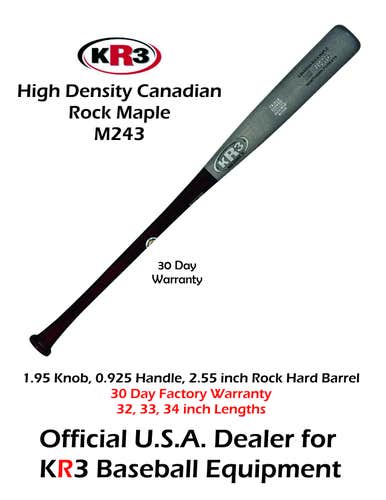 KR3 PRO C243 High Density Maple 33 inch Wood Bat (-3) 30.5 oz C243