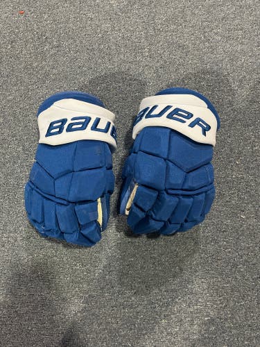 Game Used Blue Bauer UltraSonic Pro Stock Gloves Colorado Avalanche Rodrigues 14”