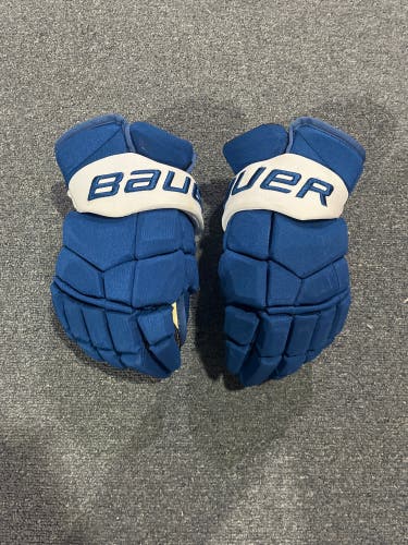 Game Used Bauer Supreme UltraSonic Pro Stock Gloves Colorado Avalanche Toews 14”