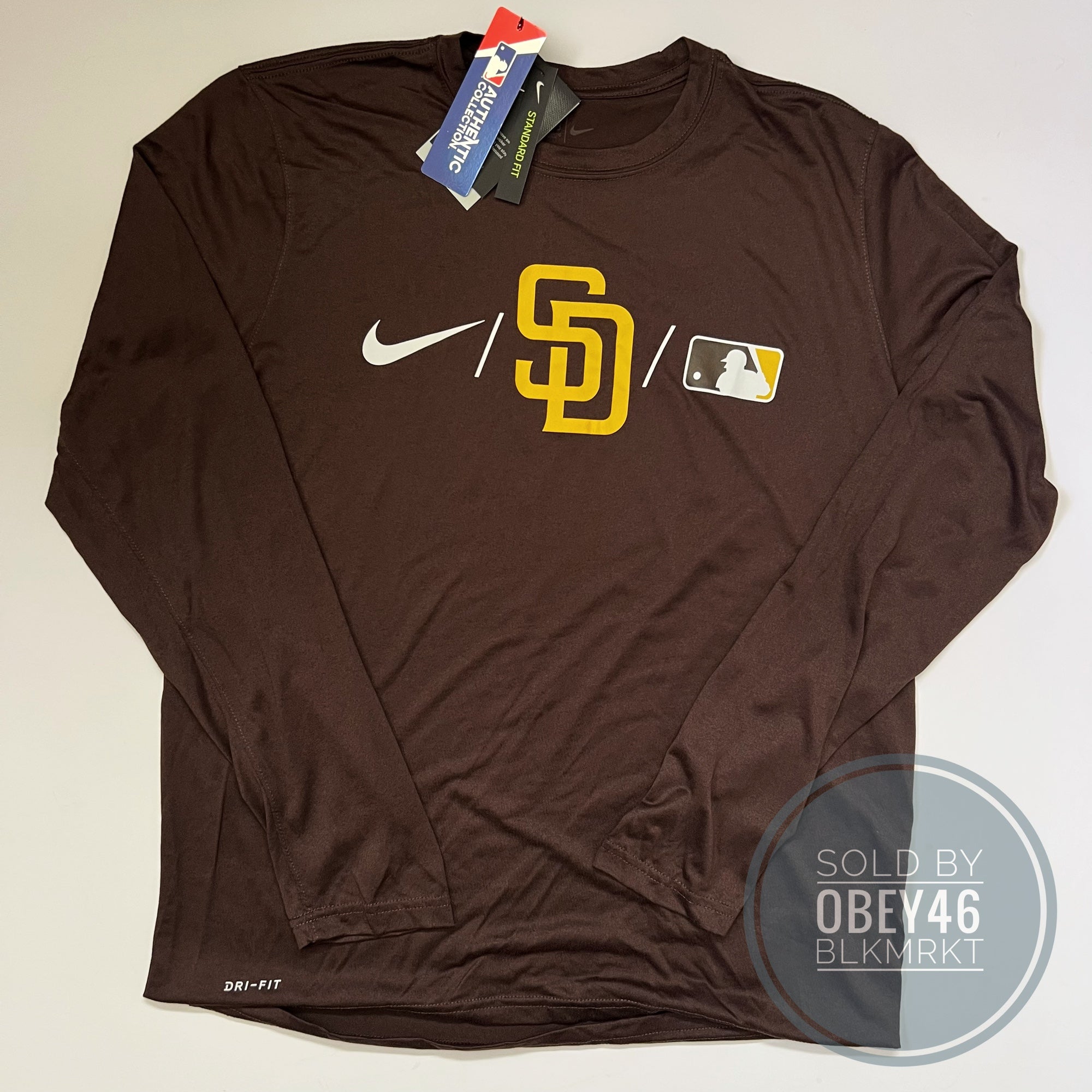 Nike Men's San Diego Padres Authentic Collection Velocity T-Shirt - Brown - XXL Each