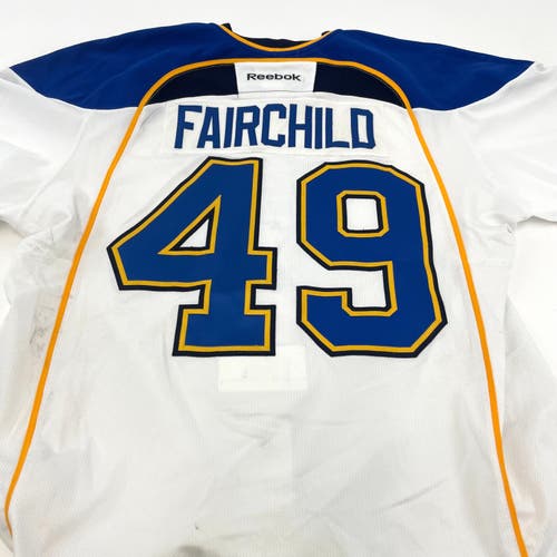 White Reebok MIC Made In Canada St. Louis Blues Jersey - Size 56 - Fairchild #49