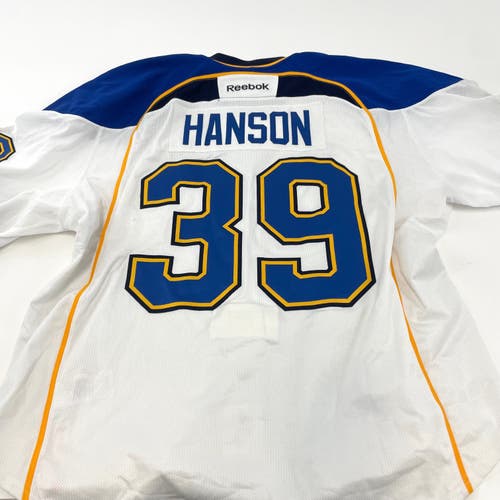 White Reebok MIC Made In Canada St. Louis Blues Jersey - Size 58+ - Hanson #39