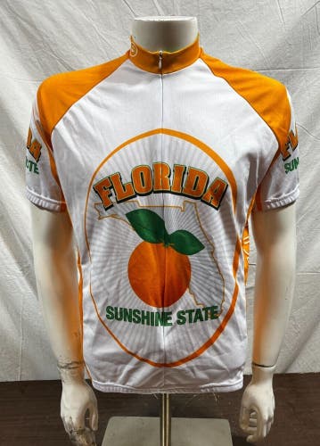 Florida Sunshine State 3/4-Zip Cycling Bike Jersey Men's Large EXCELLENT