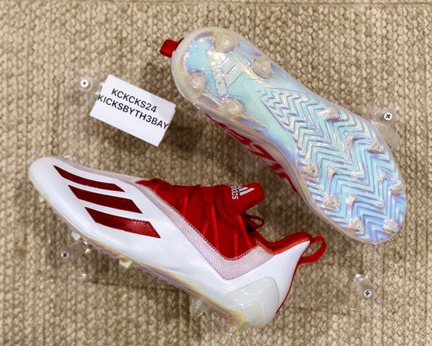 Adidas SM Adizero 21 Football Cleats White Red GY7967 Mens size 12 iridescent