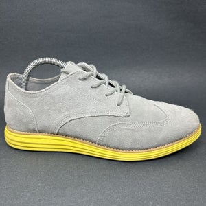 Cole Haan Grand Oxford Grey Suede Yellow Wingtip Sneakers Shoes Boys/Mens 7
